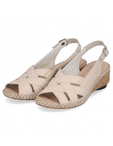 Comfortable leather sandals Rieker W RKR682 beige