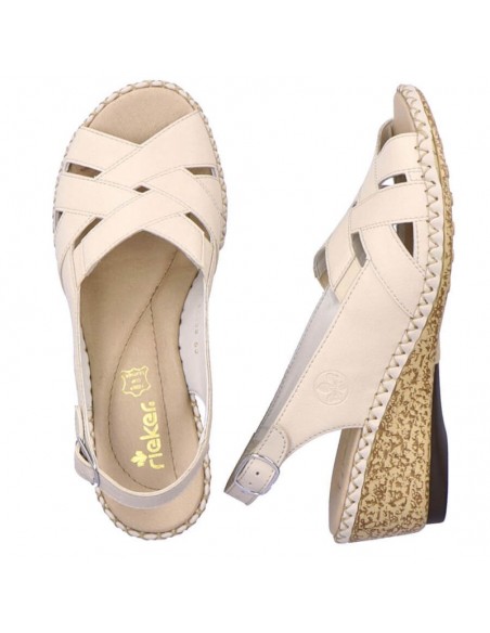 Comfortable leather sandals Rieker W RKR682 beige