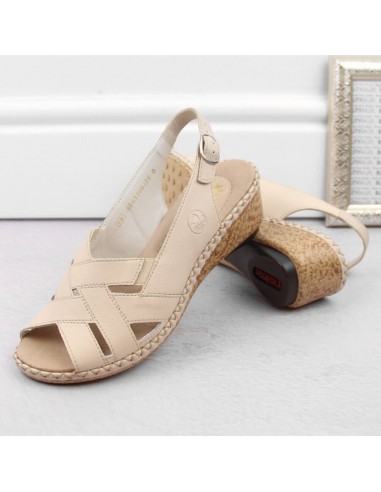 Comfortable leather sandals Rieker W RKR682 beige