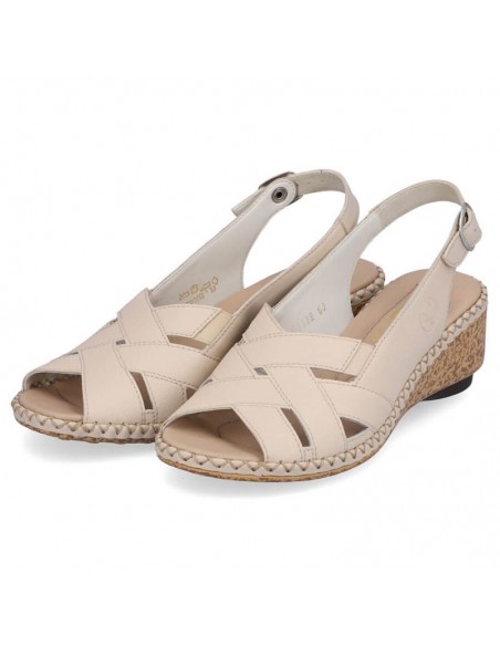 Comfortable leather sandals Rieker W RKR682 beige