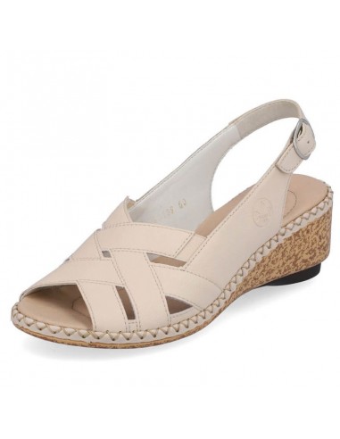 Comfortable leather sandals Rieker W RKR682 beige