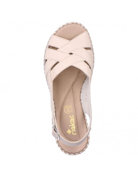 Comfortable leather sandals Rieker W RKR682 beige