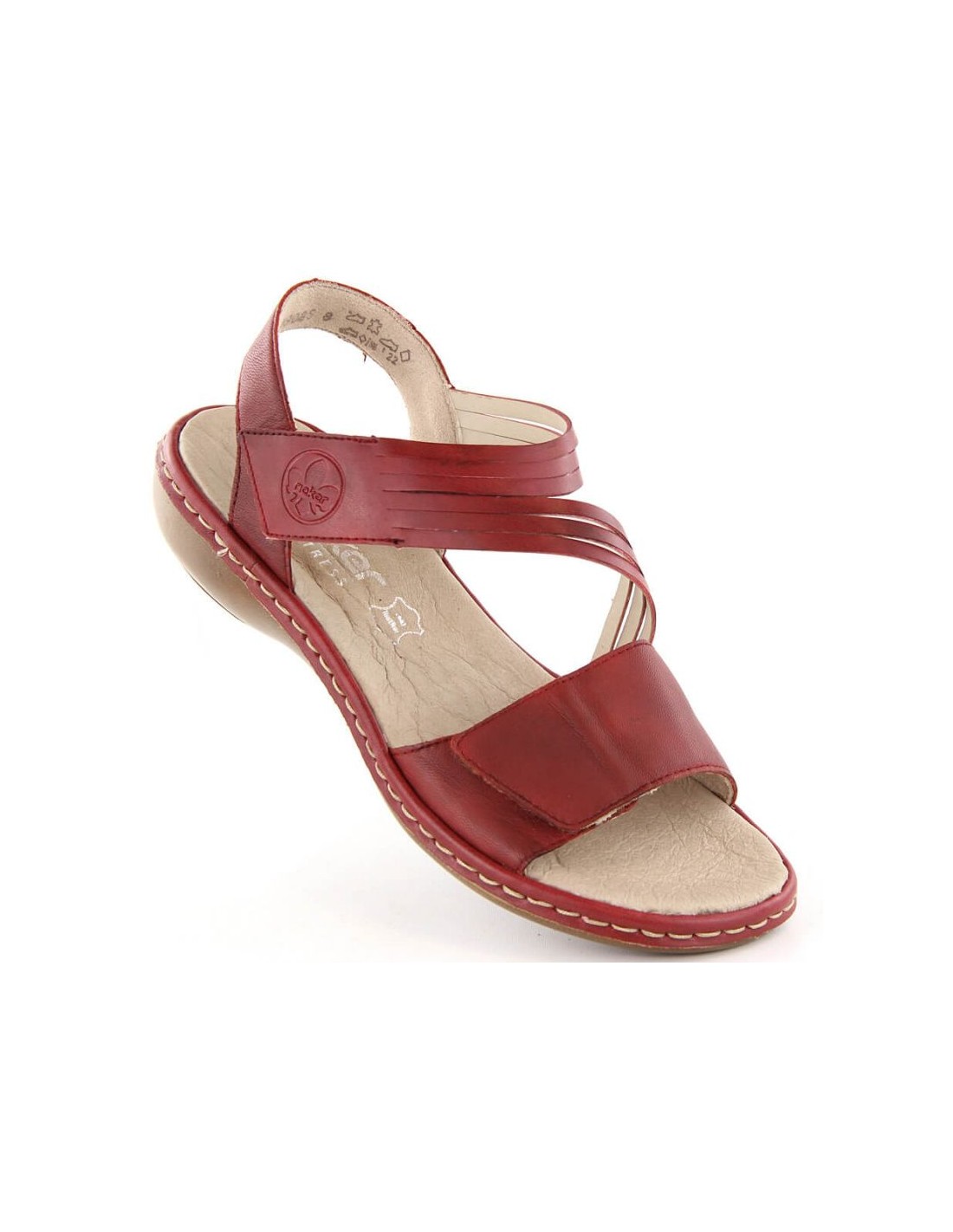 Leather comfortable sandals Rieker W RKR685 red