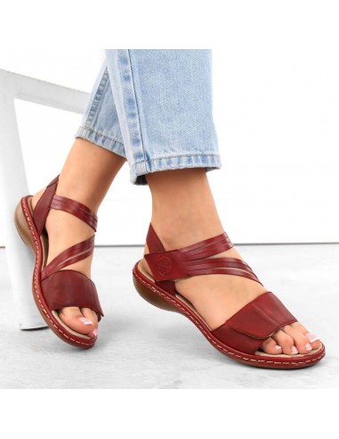 Leather comfortable sandals Rieker W RKR685 red
