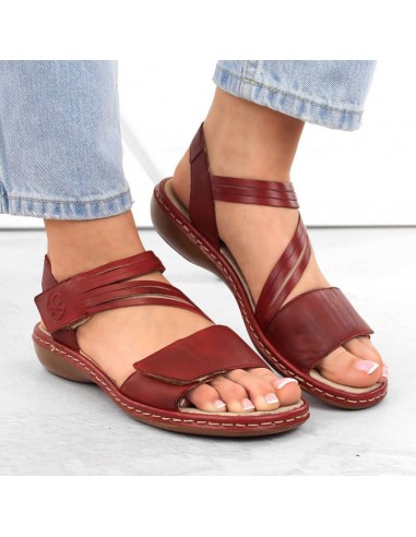 Leather comfortable sandals Rieker W RKR685 red