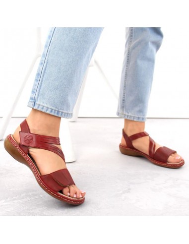 Leather comfortable sandals Rieker W RKR685 red