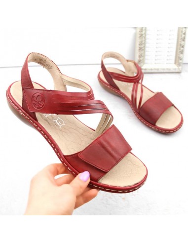 Leather comfortable sandals Rieker W RKR685 red