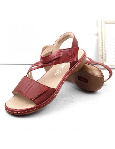 Leather comfortable sandals Rieker W RKR685 red