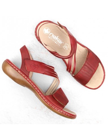 Leather comfortable sandals Rieker W RKR685 red