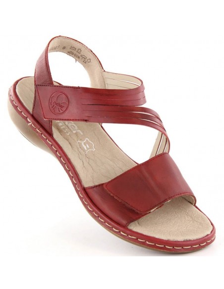 Leather comfortable sandals Rieker W RKR685 red