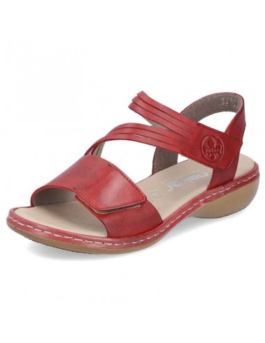 Leather comfortable sandals Rieker W RKR685 red