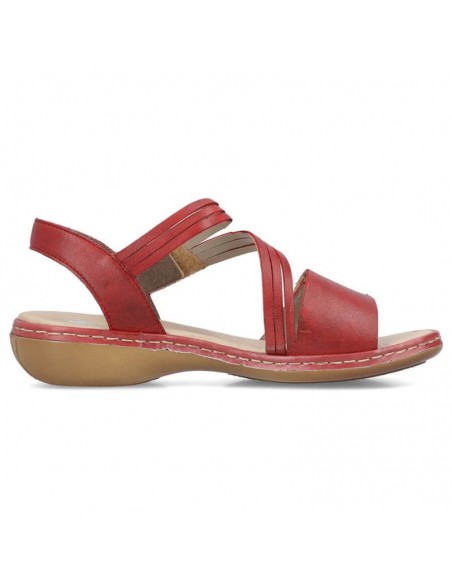 Leather comfortable sandals Rieker W RKR685 red