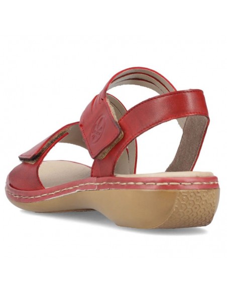Leather comfortable sandals Rieker W RKR685 red