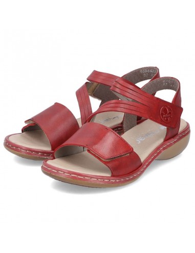Leather comfortable sandals Rieker W RKR685 red