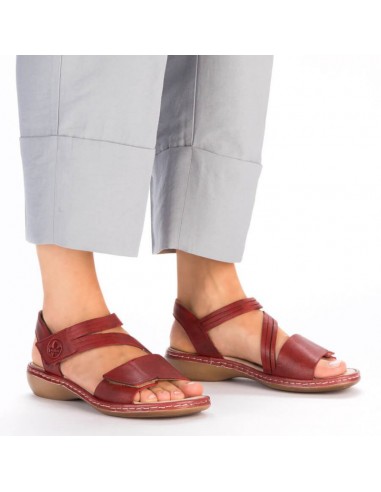 Leather comfortable sandals Rieker W RKR685 red