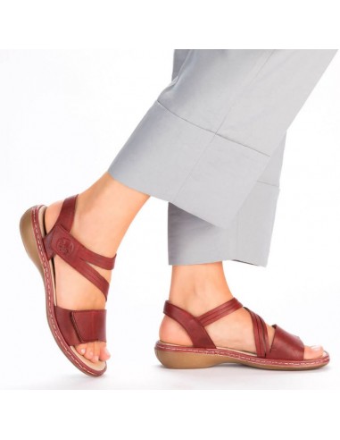 Leather comfortable sandals Rieker W RKR685 red