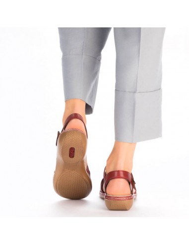 Leather comfortable sandals Rieker W RKR685 red