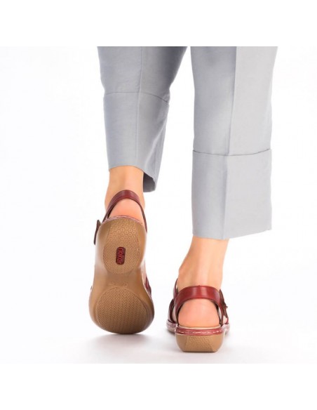 Leather comfortable sandals Rieker W RKR685 red