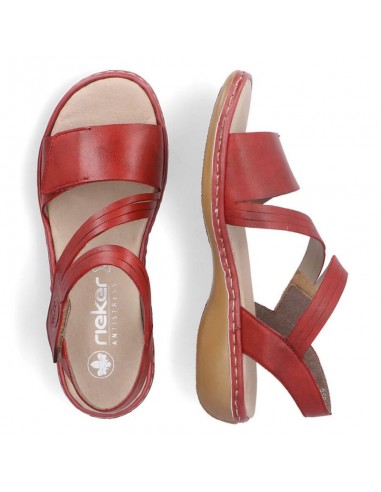 Leather comfortable sandals Rieker W RKR685 red