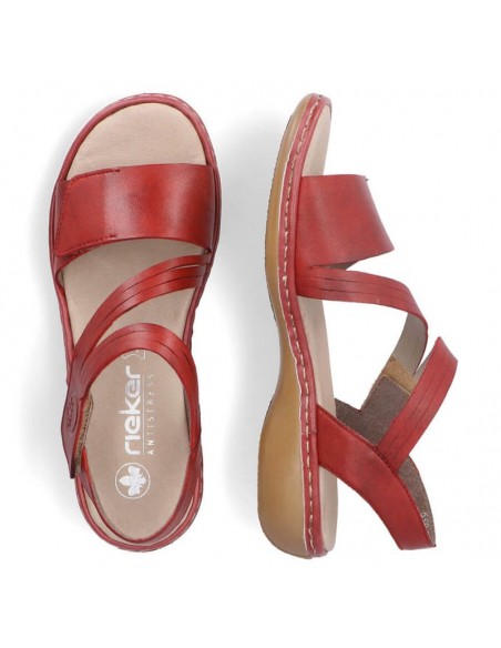 Leather comfortable sandals Rieker W RKR685 red
