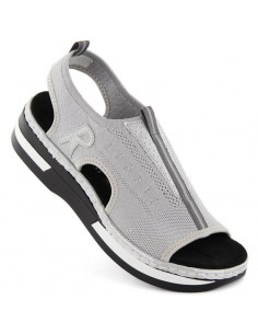Comfortable slipon sandals Rieker W RKR686 metallic