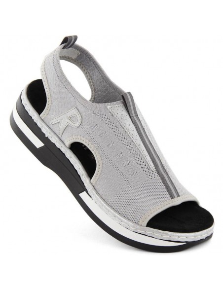 Comfortable slipon sandals Rieker W RKR686 metallic