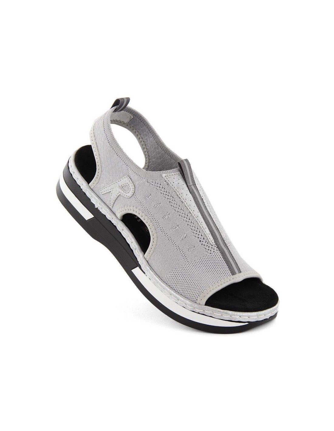 Comfortable slipon sandals Rieker W RKR686 metallic
