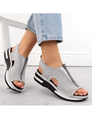 Comfortable slipon sandals Rieker W RKR686 metallic