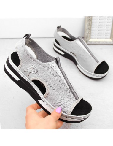 Comfortable slipon sandals Rieker W RKR686 metallic