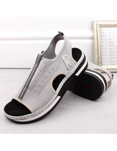 Comfortable slipon sandals Rieker W RKR686 metallic