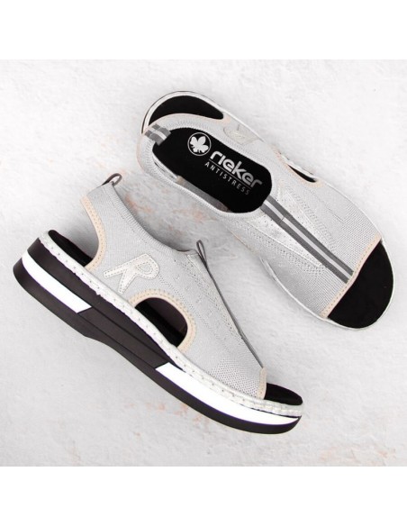 Comfortable slipon sandals Rieker W RKR686 metallic