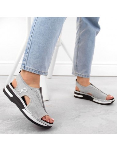 Comfortable slipon sandals Rieker W RKR686 metallic