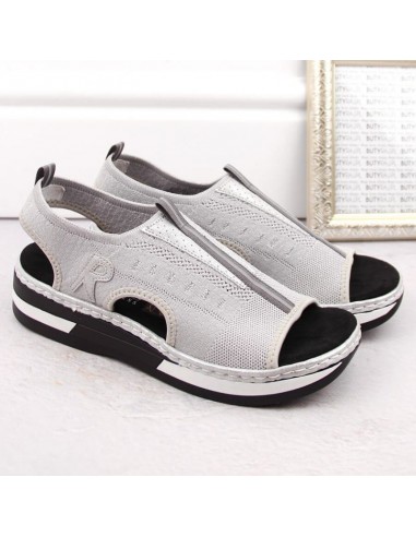 Comfortable slipon sandals Rieker W RKR686 metallic