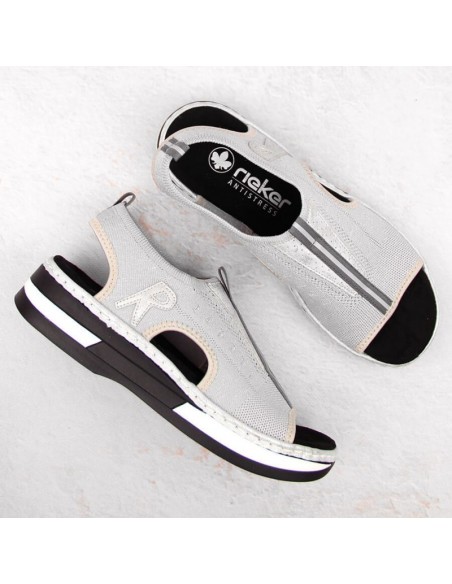 Comfortable slipon sandals Rieker W RKR686 metallic