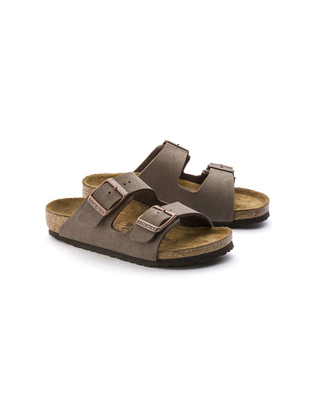 Birkenstock Arizona Kids BirkoFlor Nubuk Mocha narrow flipflops for kids 0552893