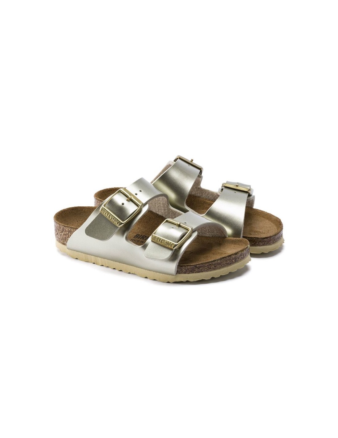Birkenstock Arizona Kids BirkoFlor Electric Metallic Gold Narrow Girls' FlipFlops 1014841