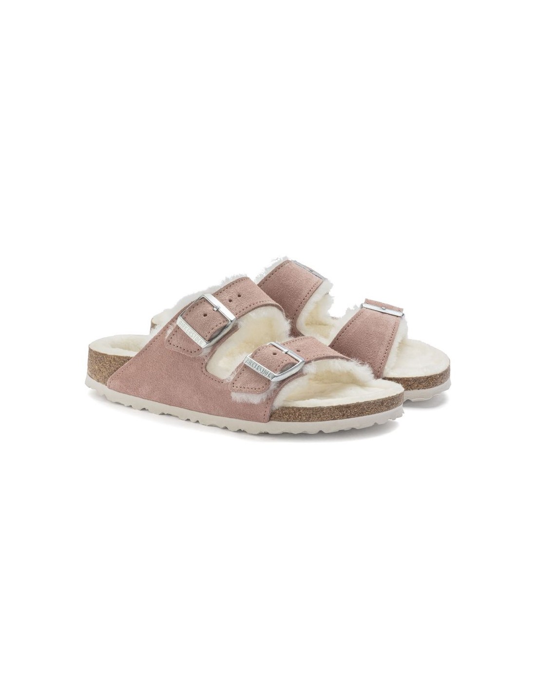Birkenstock Birkenstock Arizona Suede Leather Shearling Pink Clay LAF Narrow Insulated FlipFlops 1023258