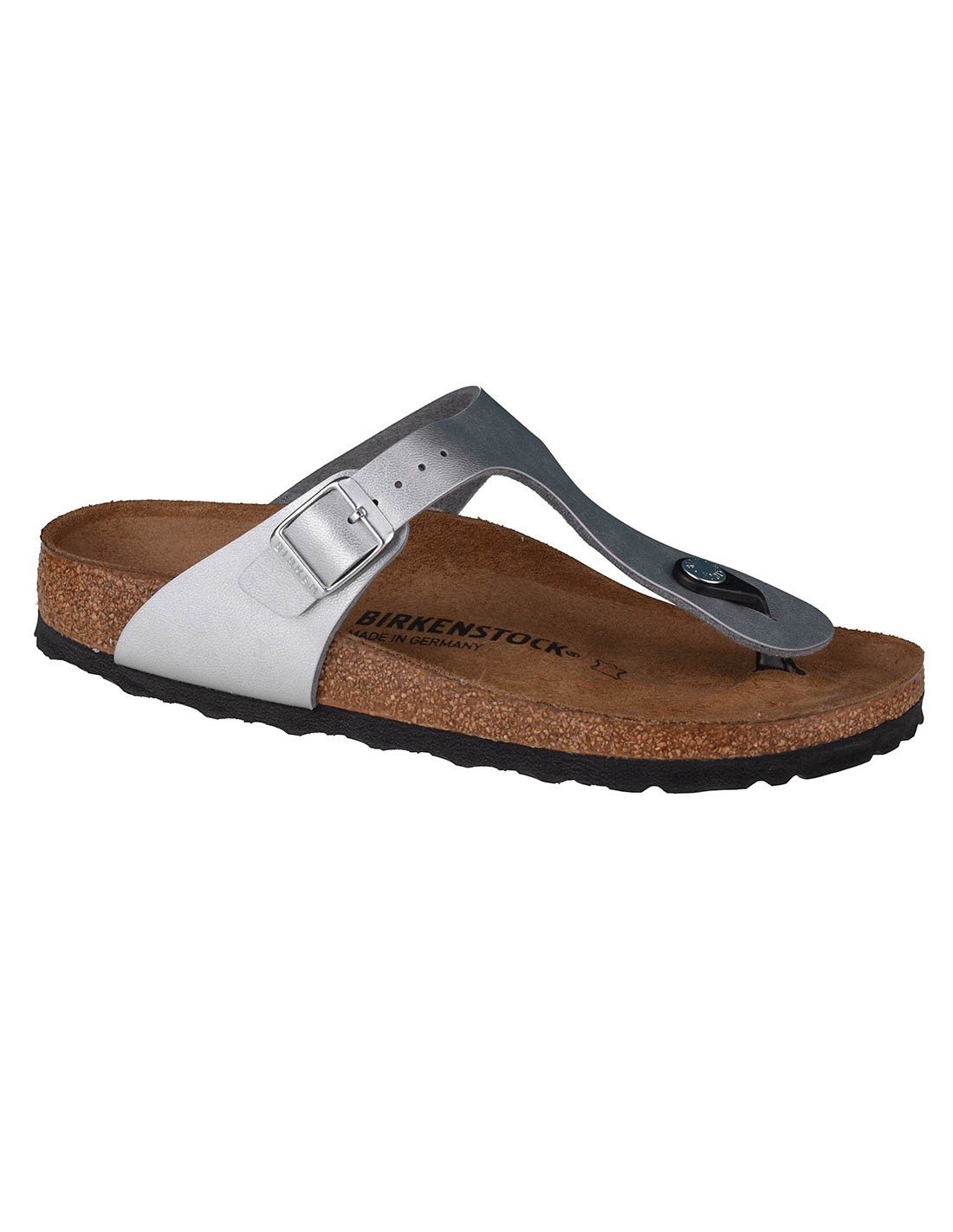 Silver Birkenstock Gizeh BirkoFlor narrow women's flipflops 0043853