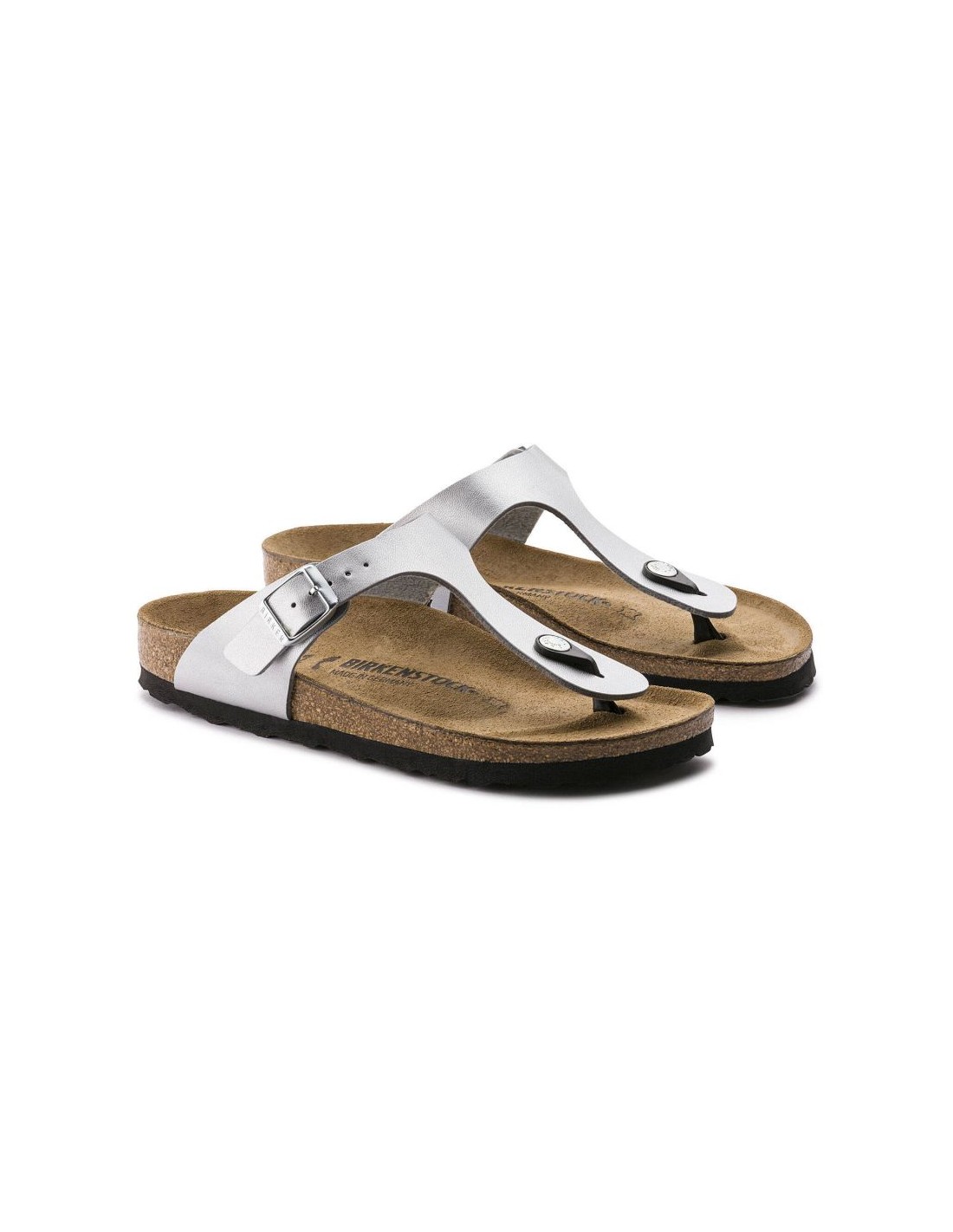 Birkenstock Gizeh BirkoFlor silver regular wide women's flipflops 0043851
