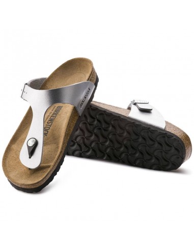 Birkenstock Gizeh BirkoFlor silver regular wide women's flipflops 0043851
