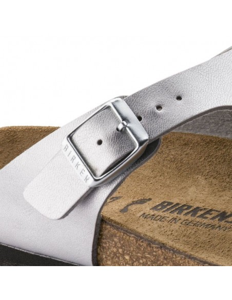 Birkenstock Gizeh BirkoFlor silver regular wide women's flipflops 0043851