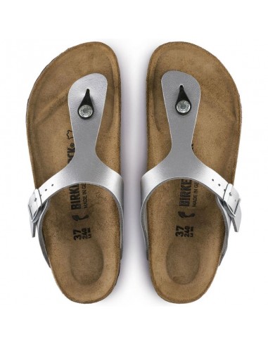 Birkenstock Gizeh BirkoFlor silver regular wide women's flipflops 0043851