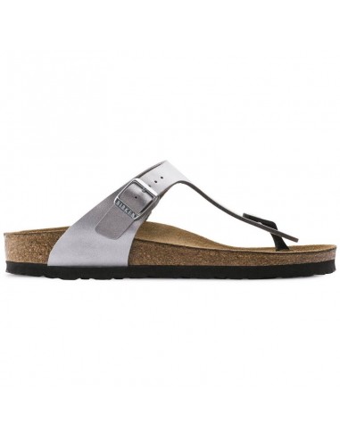 Birkenstock Gizeh BirkoFlor silver regular wide women's flipflops 0043851