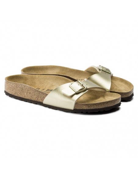 Birkenstock Madrid BirkoFlor Gold regular women's flipflops wide gold 1016106