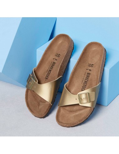 Birkenstock Madrid BirkoFlor Gold regular women's flipflops wide gold 1016106