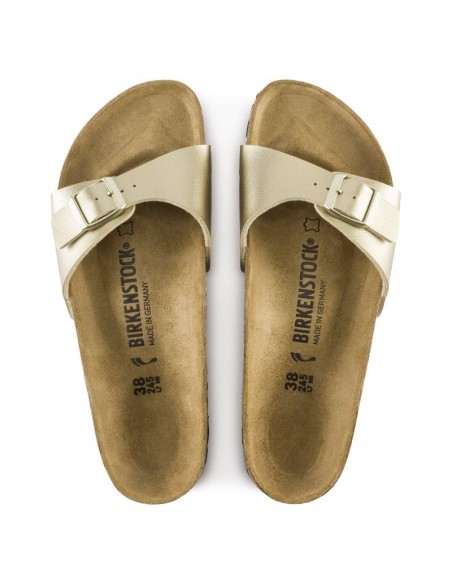 Birkenstock Madrid BirkoFlor Gold regular women's flipflops wide gold 1016106