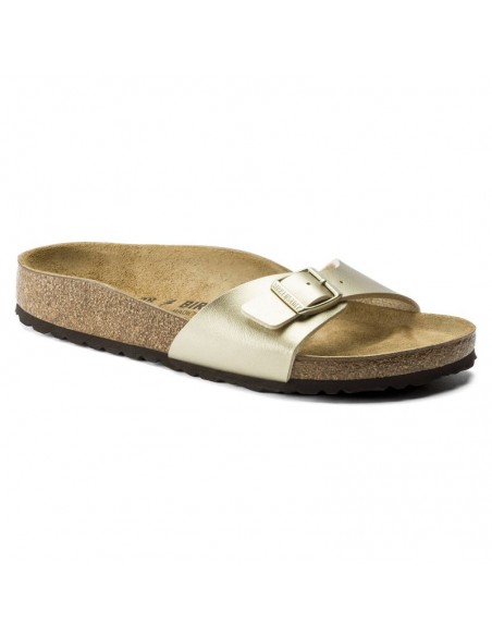 Birkenstock Madrid BirkoFlor Gold regular women's flipflops wide gold 1016106