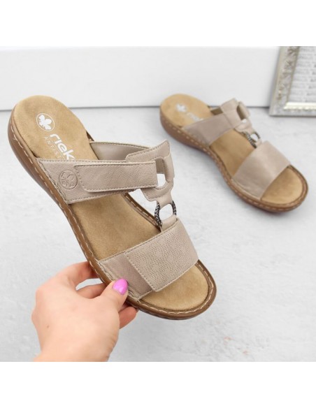 Comfortable Rieker W RKR681 beige flipflops