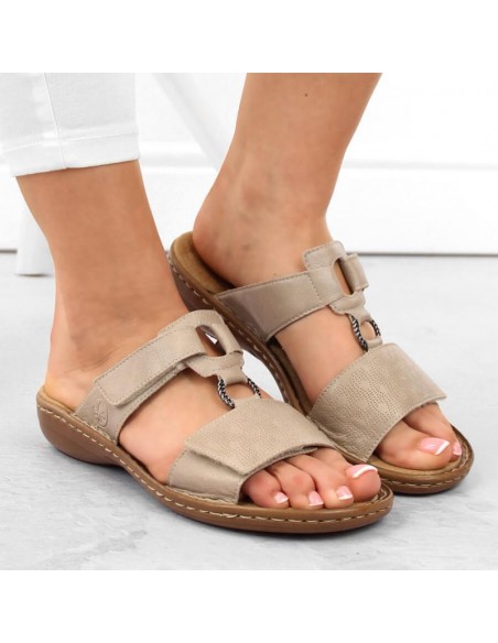 Comfortable Rieker W RKR681 beige flipflops