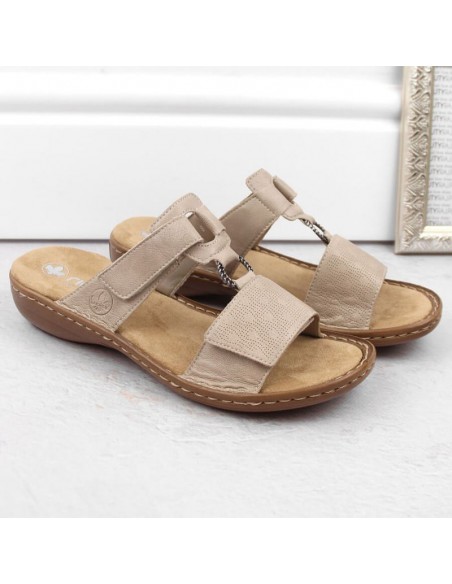 Comfortable Rieker W RKR681 beige flipflops